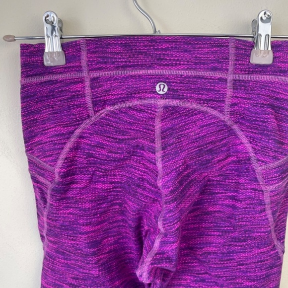Lululemon Free Flow Crop Diamond Jacquard Space Dye Tender Violet Raspberry Glo - Picture 8 of 9